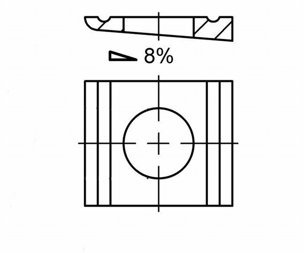 Шайба подложна квадратна с наклон 8% ф17.5 М16 HDG