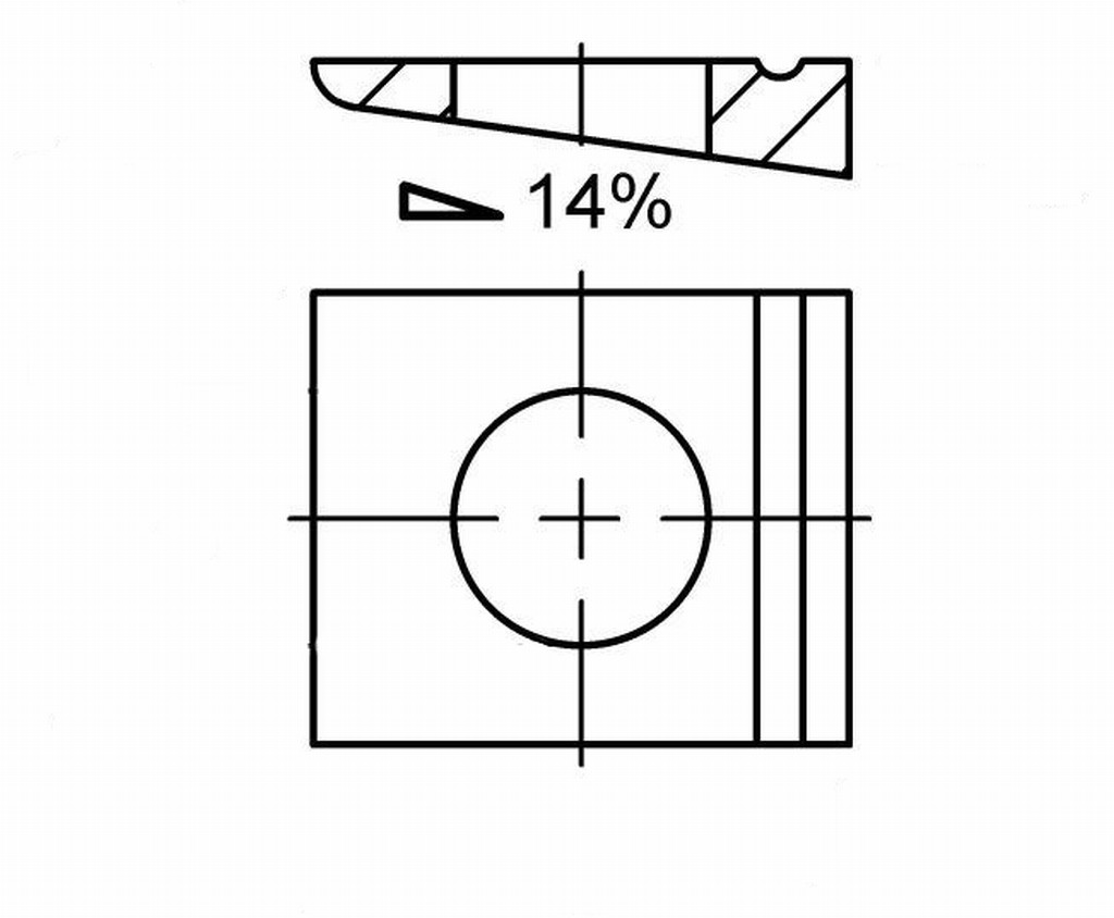 Шайба подложна квадратна с наклон 14% ф9 A2