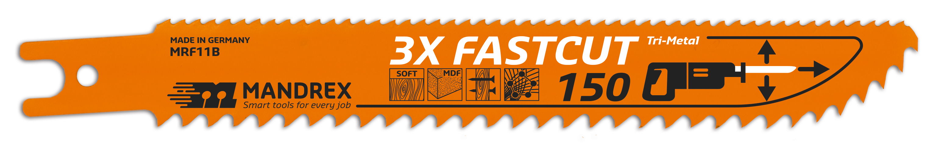 Нож за електр. ножовка за дърво с 8% кобалт 3X FASTCUT 150x19x0.9