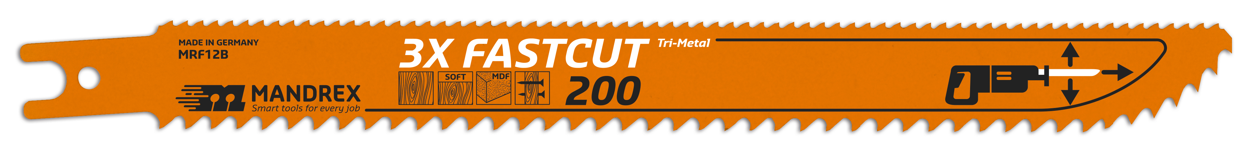 Нож за електр. ножовка за дърво с 8% кобалт 3X FASTCUT 200x19x0.9