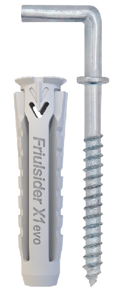 Комплект дюбел X1 с кука прав ъгъл ф6х30