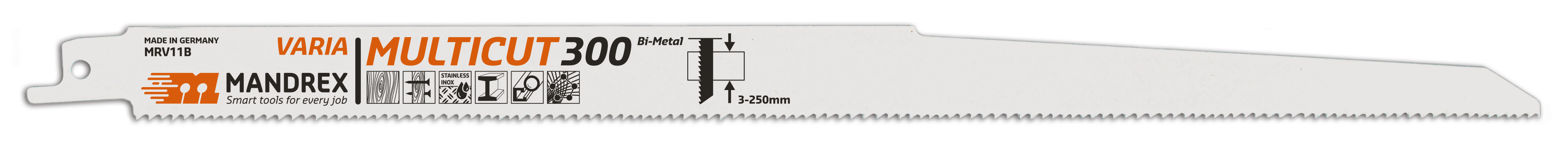 Нож ситни зъби за електр. ножовка, за дърво,тръби,профили MULTICUT VARIA  300x19x0.9